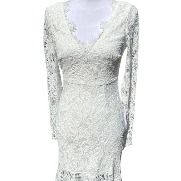 Lulus Way to Be Loved White Lace Long Sleeve Maxi Dress Women's Size Extra Small - Picture 11 of 14